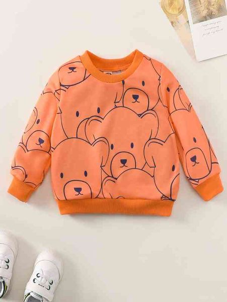 

baby cartoon graphic contrast trim pullover she, Black