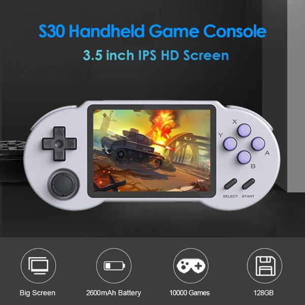 

pocketgo s30 retro game console 3.5 inch ips screen handheld game player built-in 128gb 10000 games pocket video players