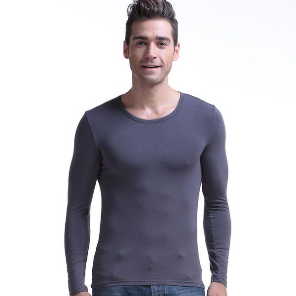 

men's body shapers winter thermal underwear men long sleeves t-shirt based compression fitness clothing, Black;brown