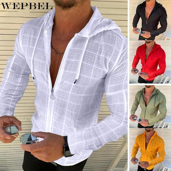 

men's polos wepbel spring and summer shirt sunscreen casual long sleeve slim fashion hooded zipper t-shirt social top, White;black