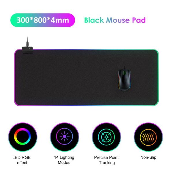 

mouse pads & wrist rests leds rgb pad 14 lighting modes gaming extra large soft extended non slip for computers gamer