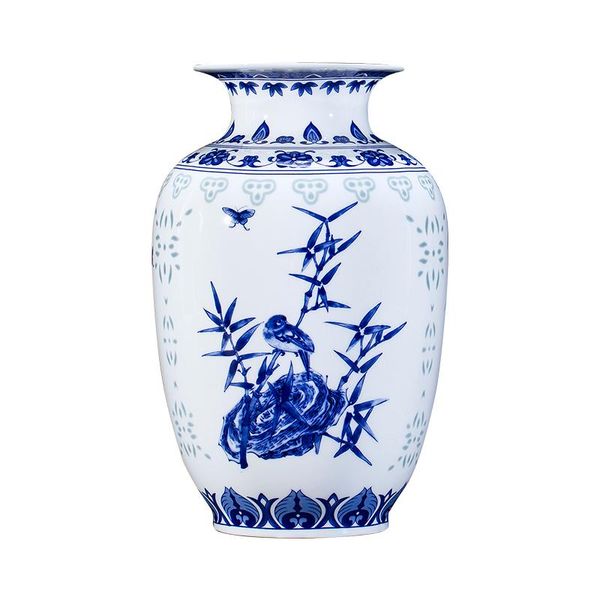 

vases antique bird bamboo relief pattern chinaware flower vase blue and white