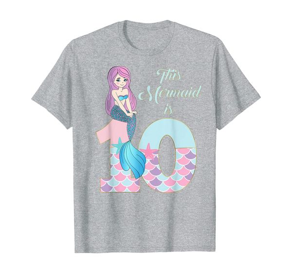 

mermaid birthday shirt - mermaid 10th birthday girl t-shirt, White;black
