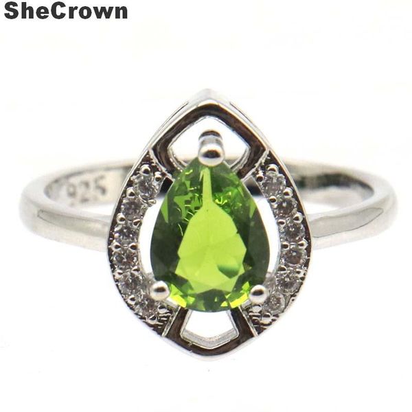 

cluster rings 14x10mm luxury created green peridot pink morganite cz gift for ladies silver, Golden;silver