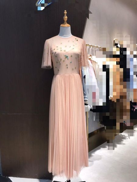 

casual dresses 2021 fashion women long nail bead gauze dress, Black;gray