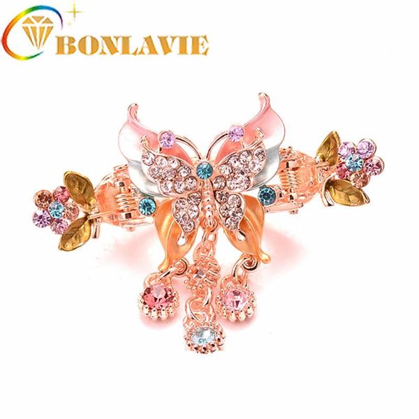 

hair clips & barrettes arrival women ornaments grabber decorate hairpin handmade hollow out butterfly crystal for female jewelry, Golden;silver