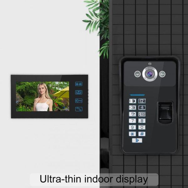 

other door hardware 7inch tft lcd wired doorbells fingerprint doorbell rfid card visual video intercom security system 100-240v