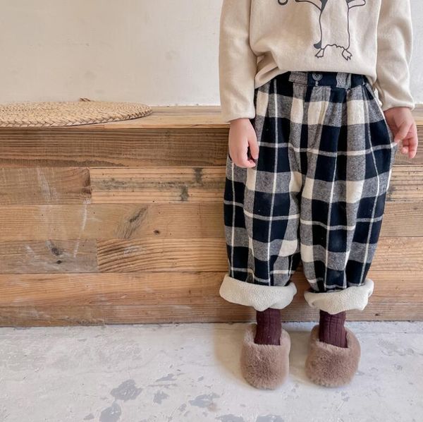 

trousers 2021 style girls boys thicken pants cotton winter fashion kids long 1-7t wd263, Blue