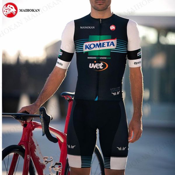 

maihokan pro bicycle team short sleeve men's cycling jersey kits summer breathable cycling clothing sets, Black;blue