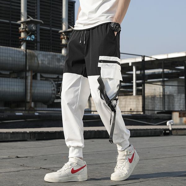 

2021 new harajuku men's jogger sweatpants vintage hip hop fashion high street casual male cargo pants dvgu, Black