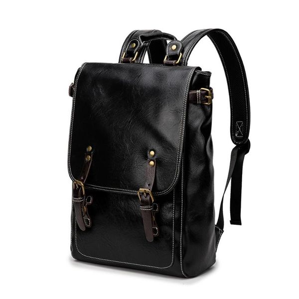 

backpack black pu leader men bag school bookbag lapcomputer waterproof college travel anti theft fashion 2021