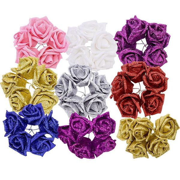 

decorative flowers & wreaths 10/20pcs glitter foam rose artificial flower bridal bouquet for wedding party decor diy wreath scrapbook suppli