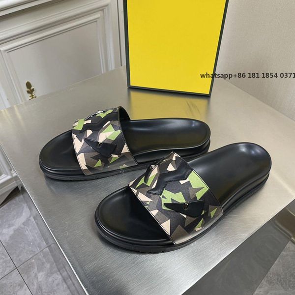 

2021s luxury fashion designer sand slippers flat bottom comfortable brand men's casual summer wide soled sandals with box, Black