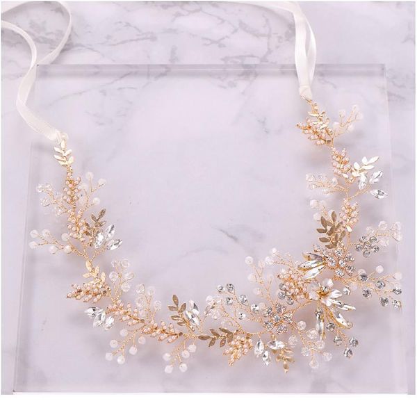 

ailibride trendy gold pearl crystal wedding headband bridal hairband tiara hair jewelry women wedding hair ornaments qylrmb
