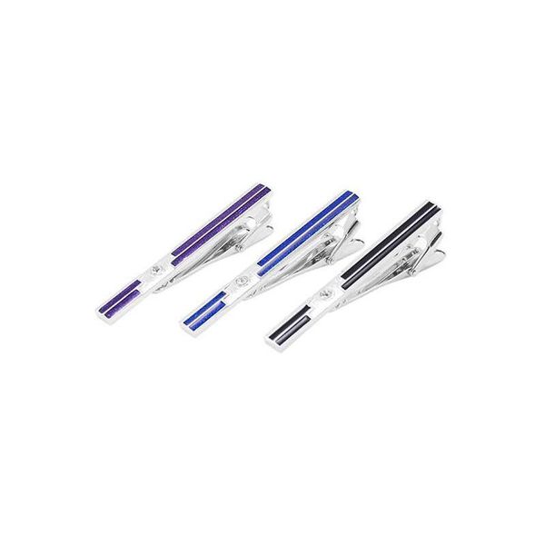 

simple metallic classic purple blue black crystal oil drip tie clip for men simple jlledi, Blue;purple