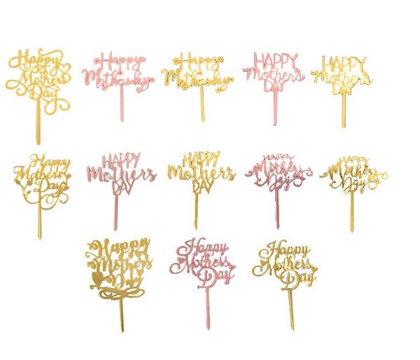 Happy Mothers Day Cake Topper Acrilico Rose Gold Best Mom Cakes Topper per la decorazione della torta della festa di compleanno della festa della mamma