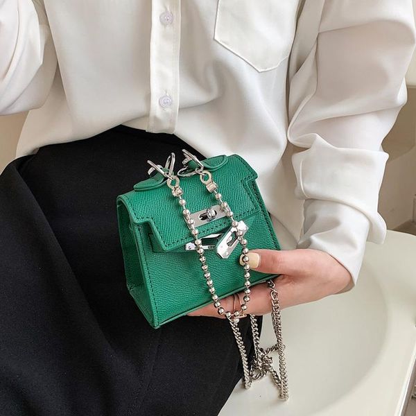 

evening bags fashion mini crossbody bag 2021 pu leather women's chain samll flap green shoulder messenger