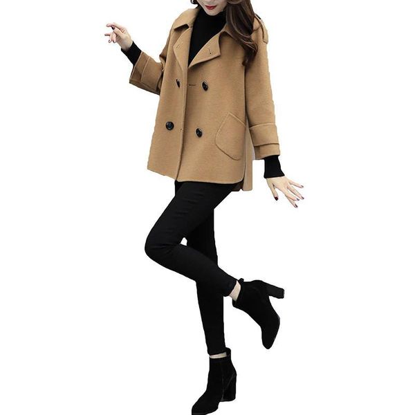 

fall winter women's clothes short casual cardigans classic double woolen cardigan elegant breasted wool blend d132 srye, Black