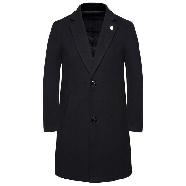 

new 2021 winter fashion men's solid color coat clothing male thick warm overcoat cu8h, Black