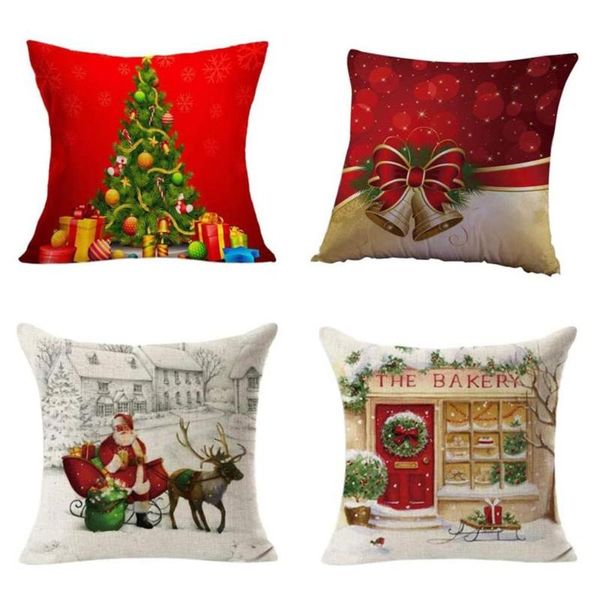 

cushion/decorative pillow 2021 4pcs/set 45x45cm christmas pillowcase sofa cover decoration case linen cushion for home car