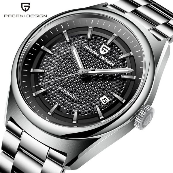 

pagani design brand men's luxury mechanical watches self-wind stainless steel waterproof calendar relojes hombre, Slivery;brown