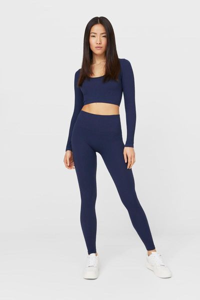 

women's leggings women navy blue seamless 04630524, Black