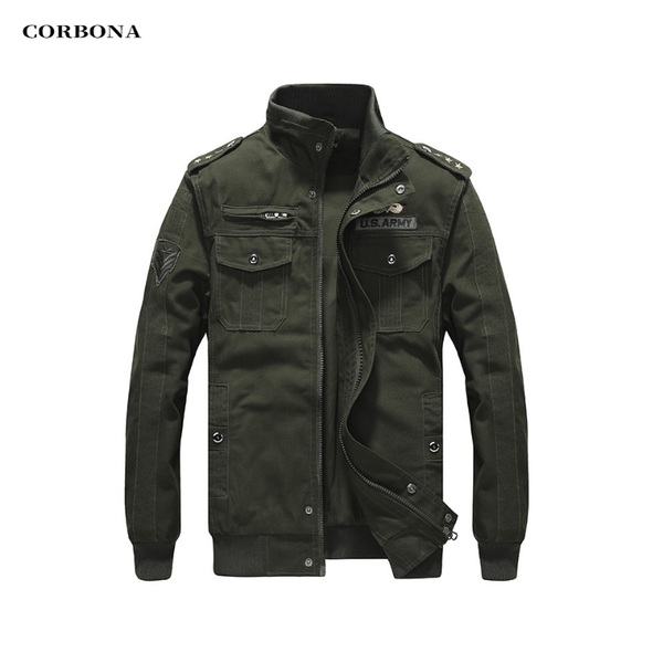 

men's jackets corbona spring autumn us army oversize tooling jacket militery pilot bomber coats casual male clothing multi pockets homm, Black;brown