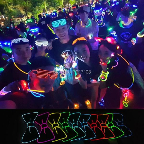 

party decoration 2021 design fashion light 10 color up led bow tie glowing el wire for dj,bar,club and evening