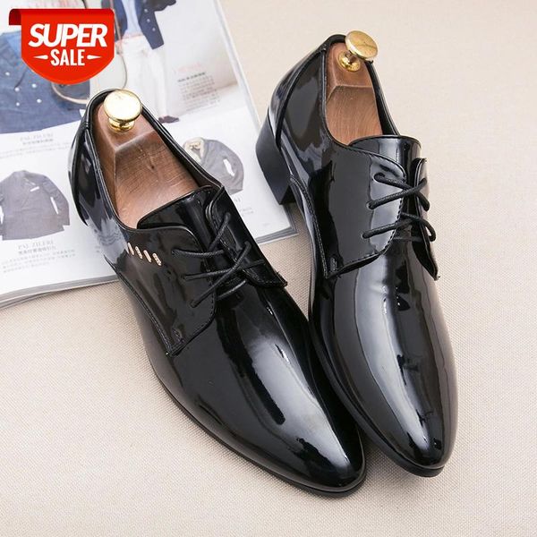 

men dress shoes plus size patent leather pointed toe social office fashion classic luxury wedding formal shoes men #dw8z