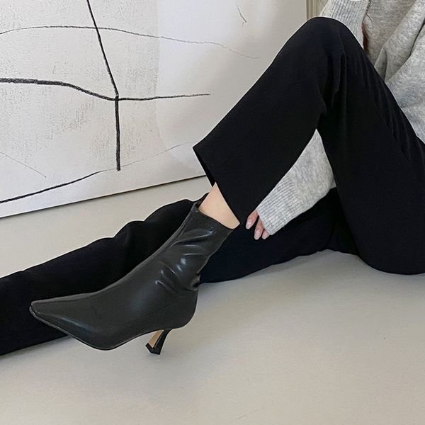 

female new head thick heel shoes boots party fashion high winter heels size33-42 u2nm, Black