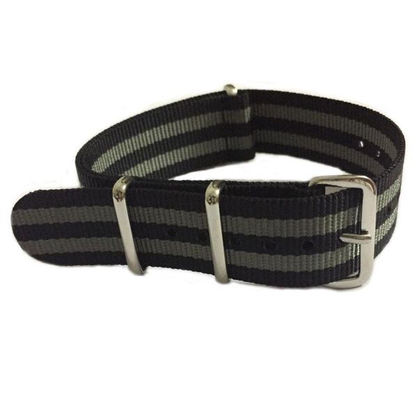 

watch bands premium nylon 18/20/22/24mm straps with stainless steel buckle black gray bond style replace wristwatch bracelet, Black;brown
