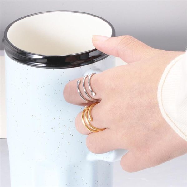 

cluster rings 2021 wholesale simple jewelry frosty titanium steel open ring with zircon female crystal from swarovskis fit women for party, Golden;silver