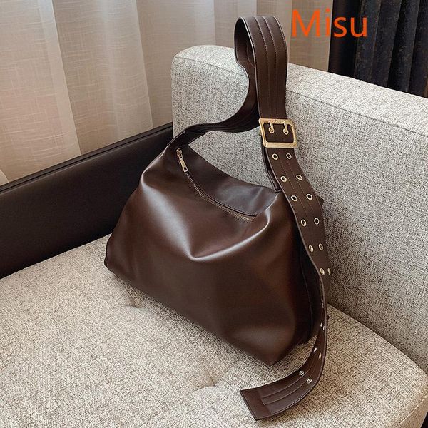 

cross body wide shoulder strap tote bag large capacity 2021 fashion texture slung bucket