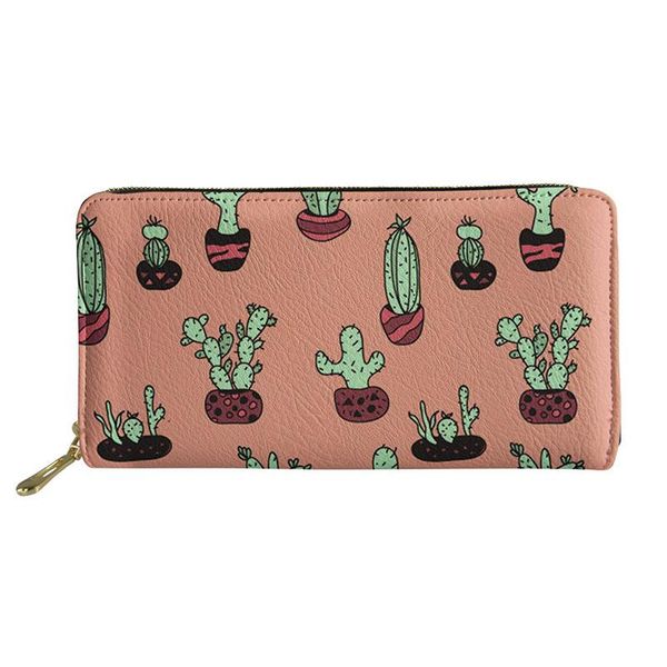 

wallets hycool potted cactus pattern wallet women long pu leather purse casual functional coin pocket zipper clutch bags card holder, Red;black