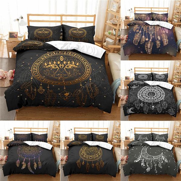 

bedding sets home textile luxury 3d dreamcatcher print 2/3pcs comfortable duvet cover pillowcase  and king eu/us/au size