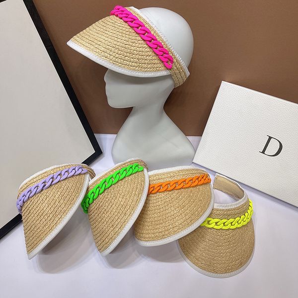 

raffi straw female empty chain version net red sunshade sun hat beach hat travel sunscreen, Yellow