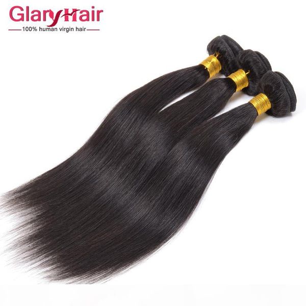 

2017 peruvian virgin hair mix length 5pcs brazilian virgin human hair weave bundles glary factory wholesale straight hair products, Black