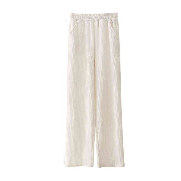

plush chenille wide leg pants women's autumn and winter 2021 high waist hanging loose casual small straight, Black;white