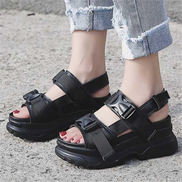 

sandals women's black white platform sandles fashion chunky wedges beach casual shoes classic summer open toe dress high heels1