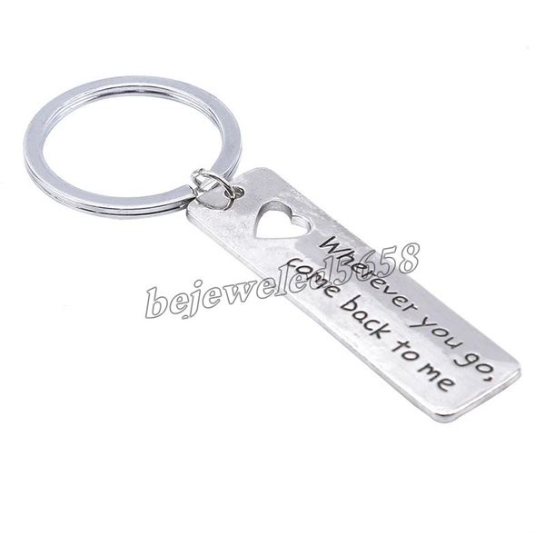 

keychains car interior decoration key rings personality wherever you go come back to me silver lettering keychain, Slivery;golden