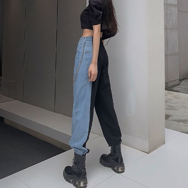 

2021 new summer vintage woman long trousers cowboy female loose streetwear high waist women split clothes wide leg jeans rsdg, Blue