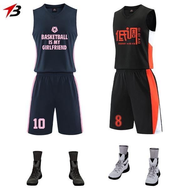 

tracksuit sport suit and children's basketball men's breathable vest lettering sportswear training jersey match 17, Gray