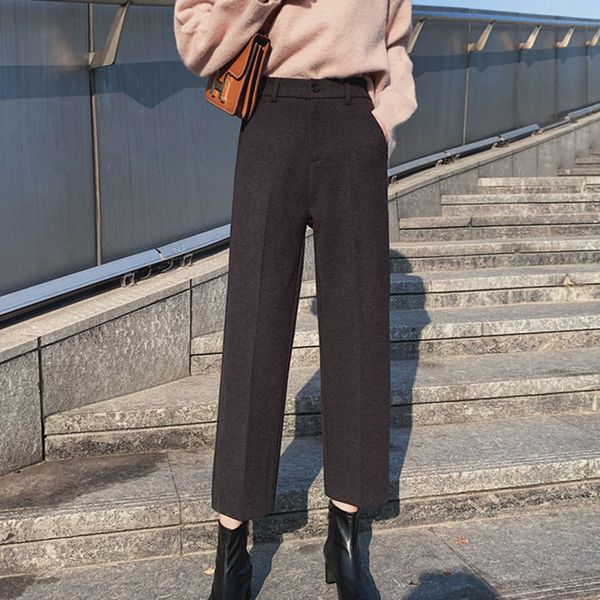 

2021 new women pants clothes fall fashion korean style wide leg trousers harajuku baggy black lounge high waisted vintage o5au, Black;white