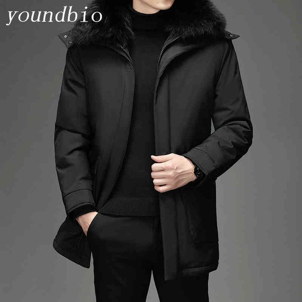 

plus size 5xl lengthen thick down high-quality busins parka removable liner winter coat hooded et men, Black;white