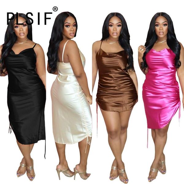 

casual dresses european fashion sleeveless sheath night club dress strap solid midi vestidos, Black;gray