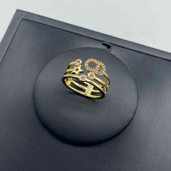 

letter ring star pearl chain sweet simple personality ring, Golden;silver