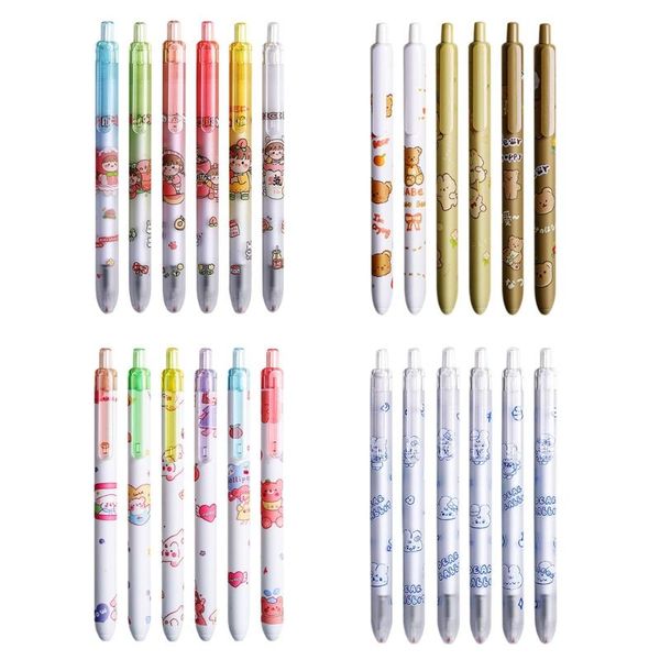 

gel pens 6x retractable pen refillable ink 0.5mm regular core quick-drying