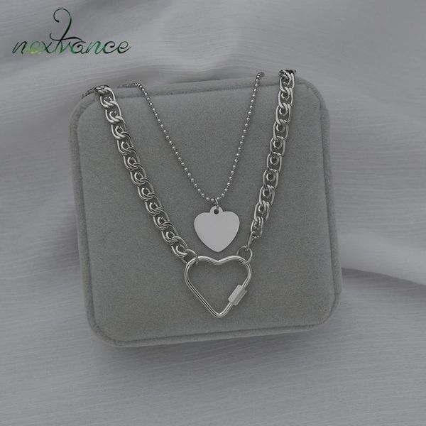 

pendant necklaces nextvance sweet stainless steel necklace double peach heart butterfly for women grilfriend jewelry couple gift, Silver