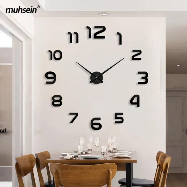 

wall clocks muhsein modern clock 3d numerals large size diy sticker home decor mute quartz watch