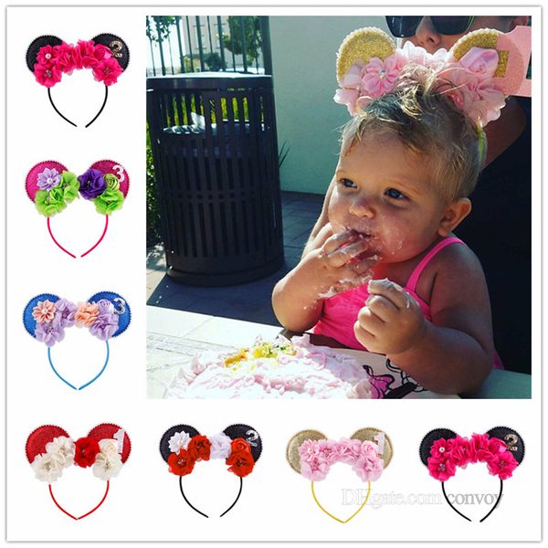 Baby Mädchen Haarstangen Große Blumenbogen Haarbänder Kopf Stick Kinder Tierohren Kinder Haarschmuck Geburtstag Party Wear KFG12